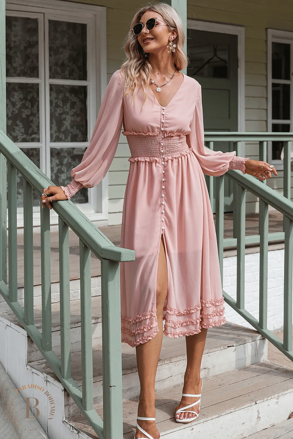Elegante Vestito Rosa Cipria | Paradiso Bohemien