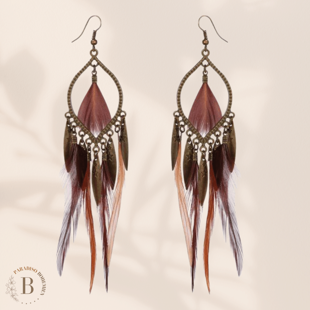 Orecchini Piume Lunghe Boho Chic da Donna | Paradiso Bohemien
