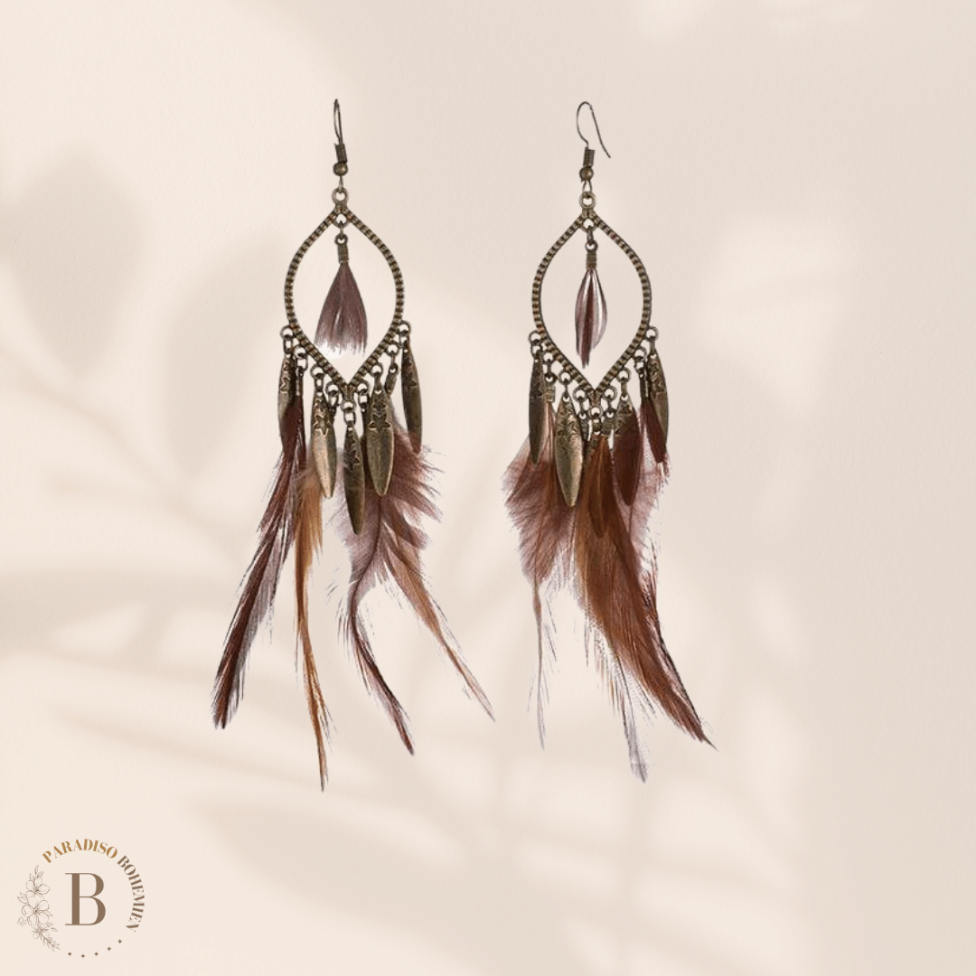 Orecchini Piume Lunghe Boho Chic | Paradiso Bohemien