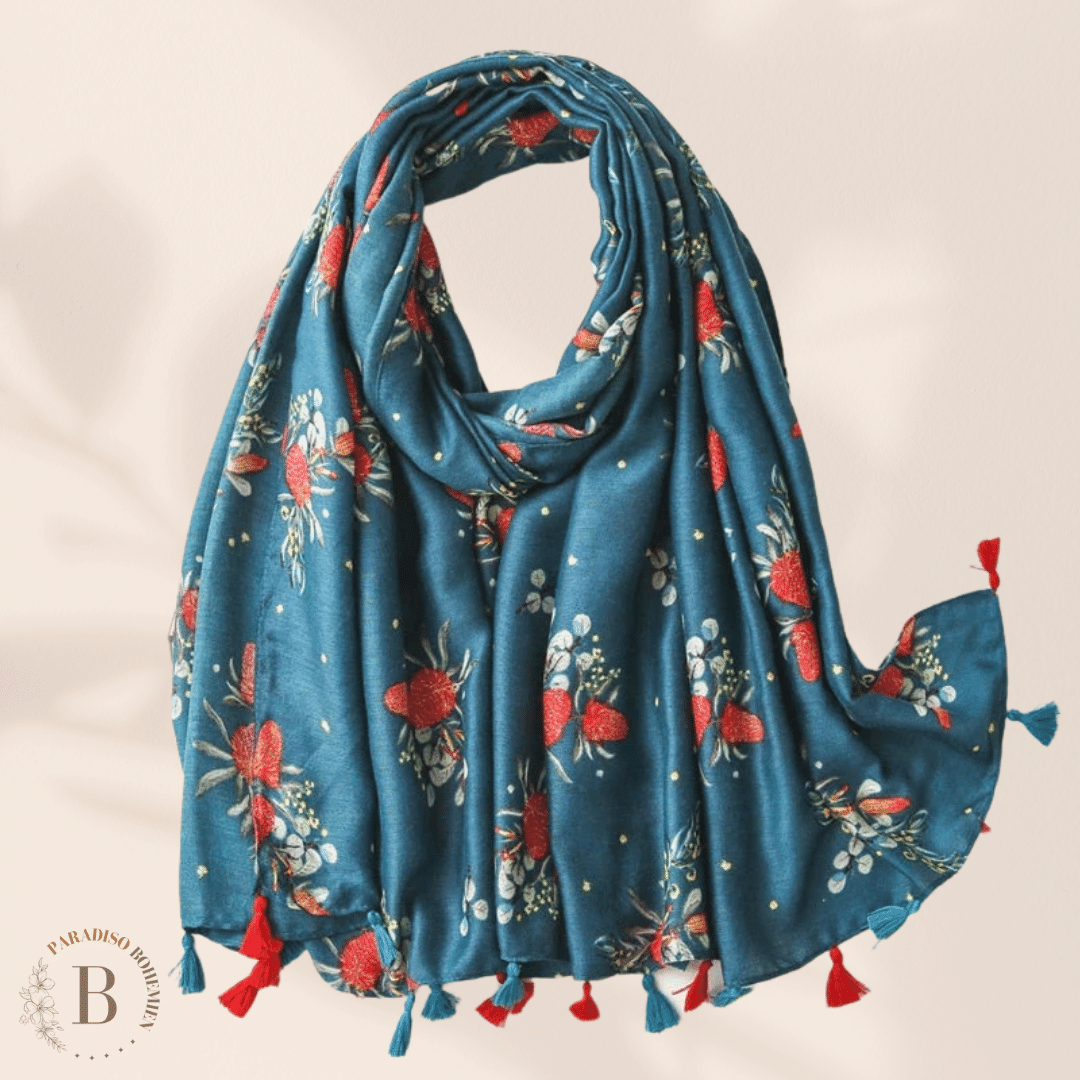 Sciarpa Leggera Donna Blu Fantasia | Paradiso Bohemien