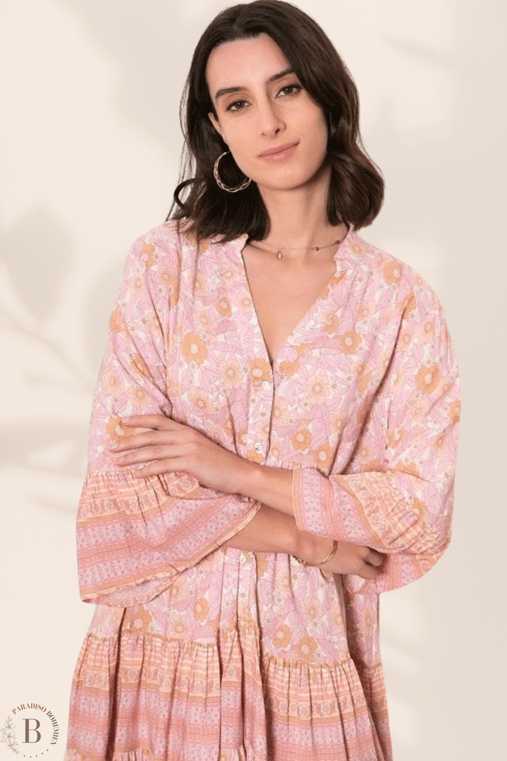 Vestito a Fiori Corto Abbottonato | Paradiso Bohemien