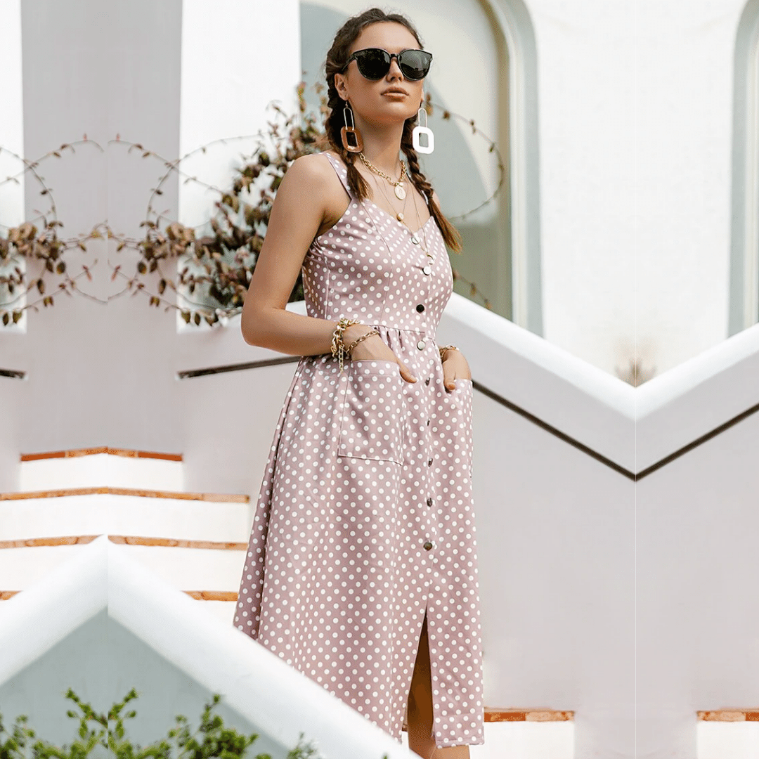 Vestito a Pois Rosa