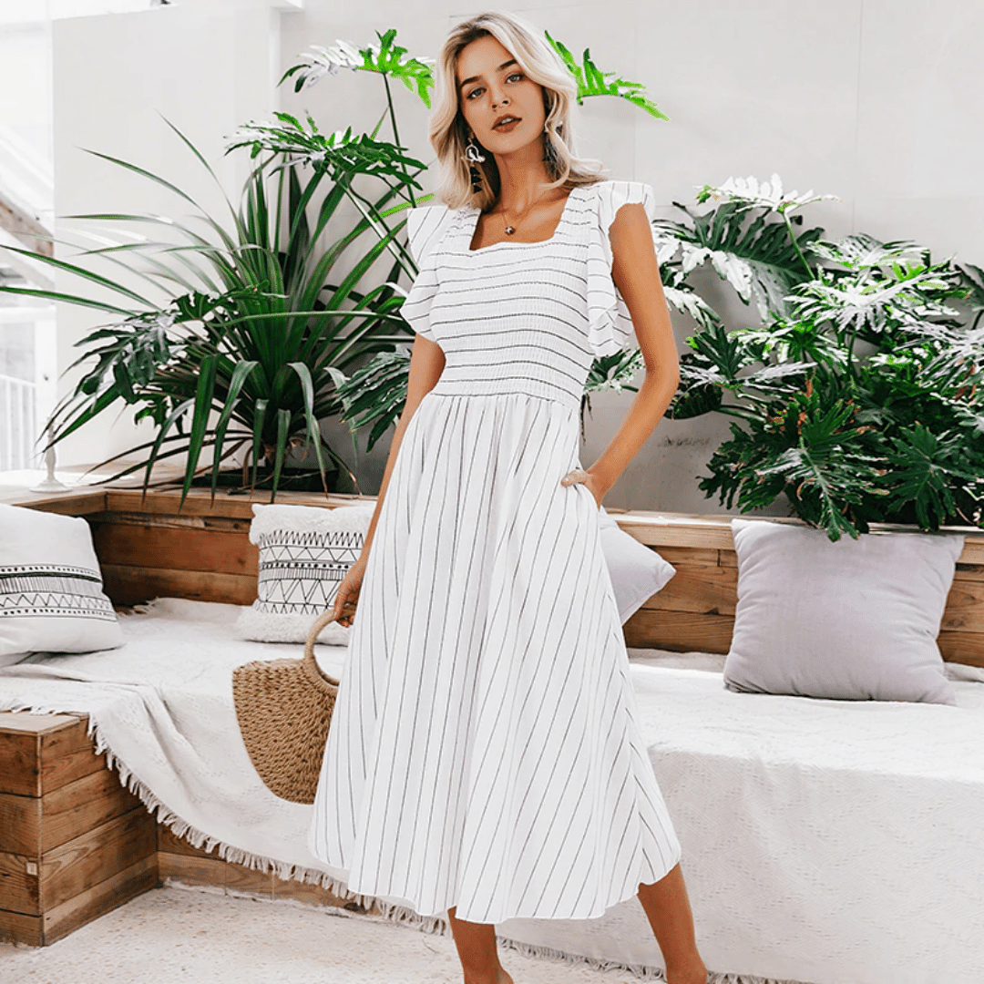 Vestito a Righe Bianco e Nero Boho | Paradiso Bohemien