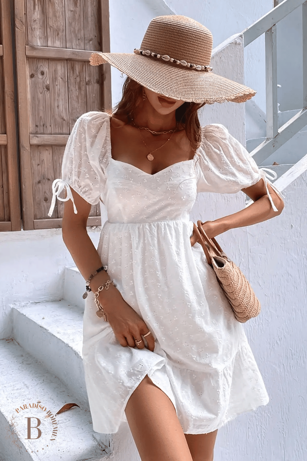 Vestito Corto Bohemien Bianco | Paradiso Bohemien