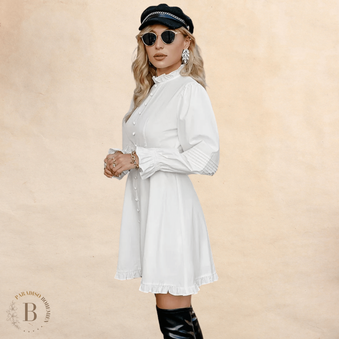 Vestito Bianco Vintage a Maniche Lunghe Boho | Paradiso Bohemien