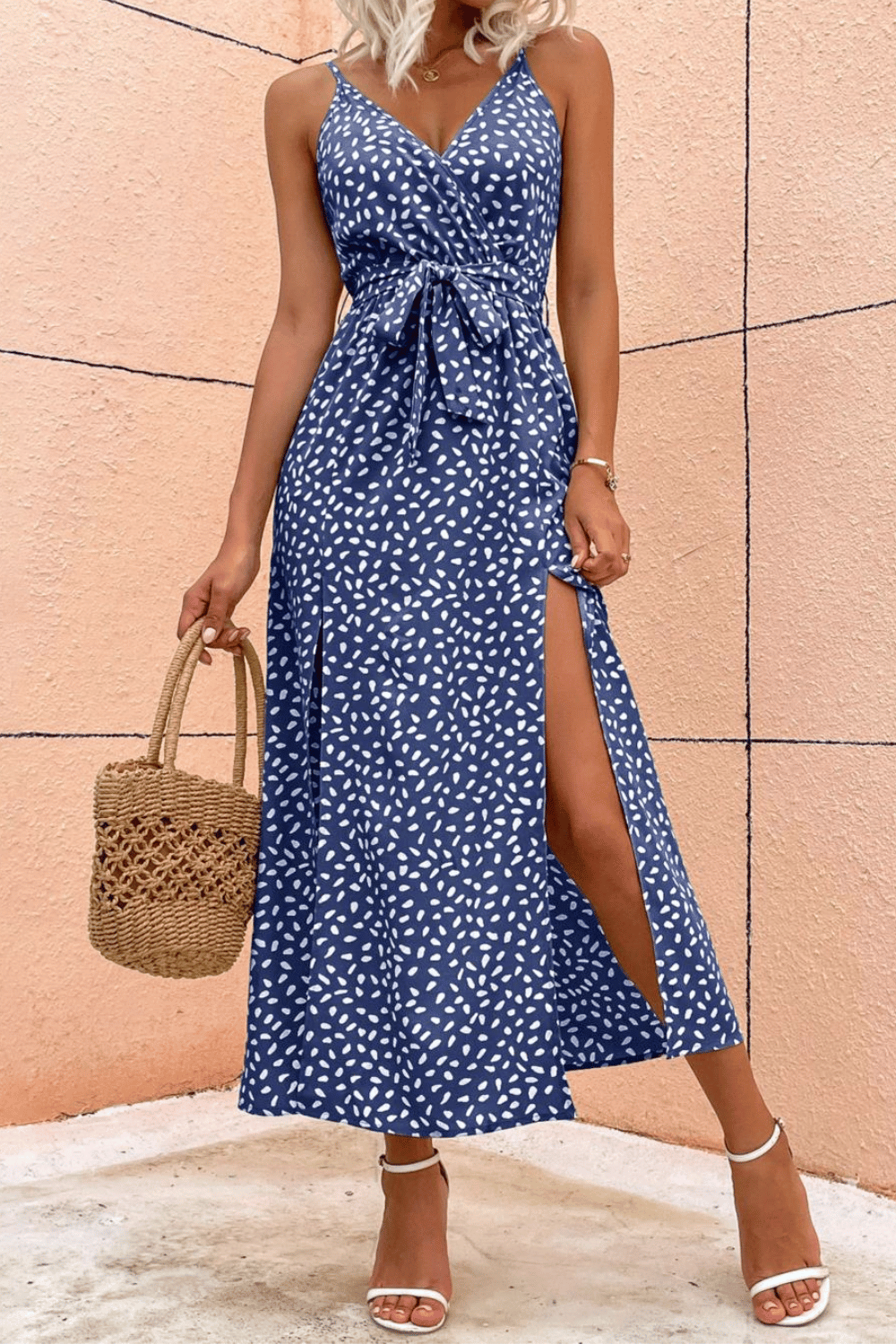 Vestito Blu con Pois Bianchi | Paradiso Bohemien