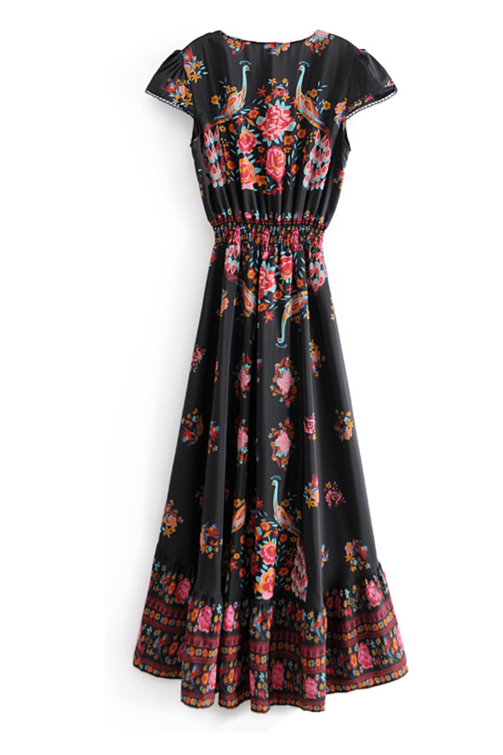 Vestito Boho Chic Nero a Fiori | Paradiso Bohemien
