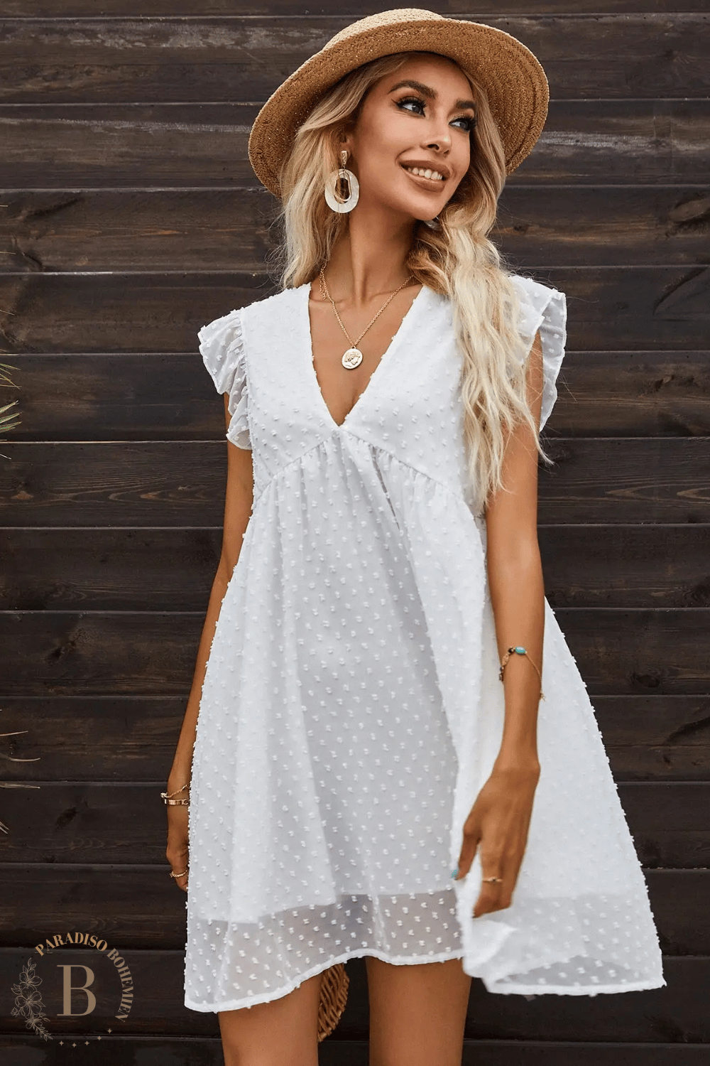 Vestito Corto Bianco Bohemien Chic | Paradiso Bohemien