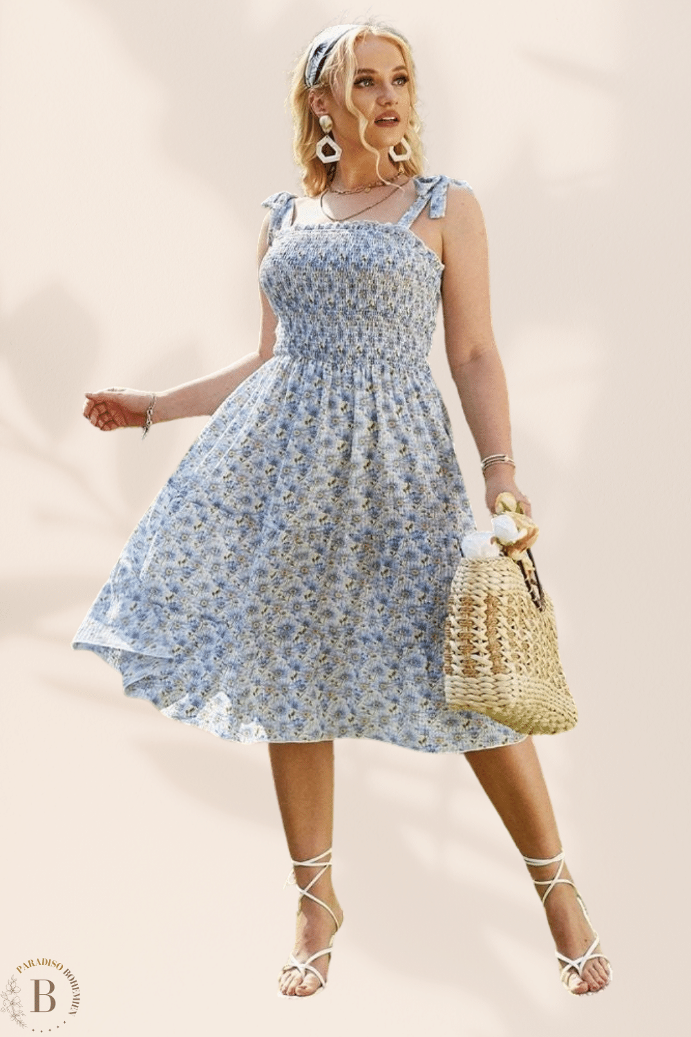 Vestito Corto Floreale Blu | Paradiso Bohemien