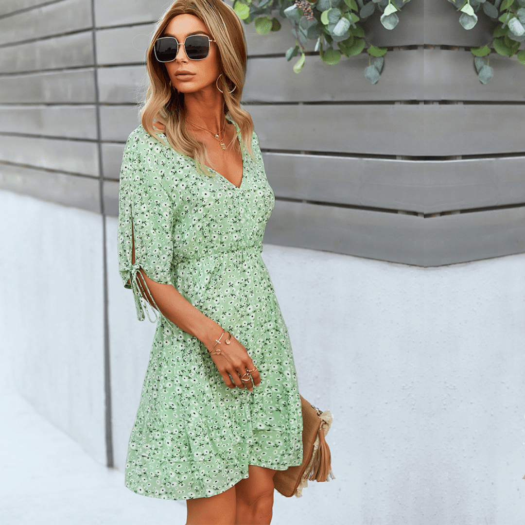 Vestito Corto Verde Boho Chic | Paradiso Bohemien