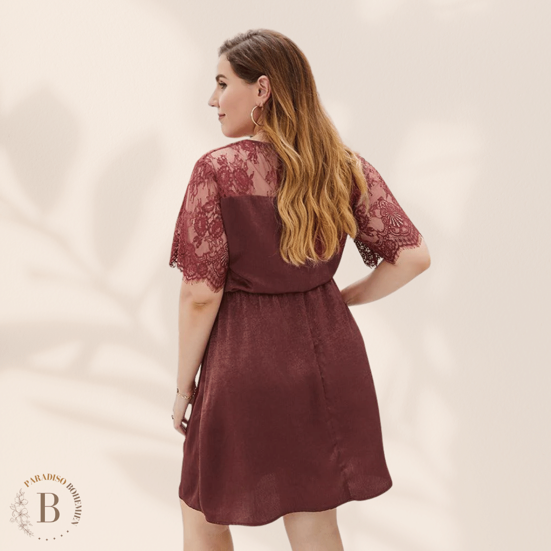 Vestito da Sera Taglie Forti Bordeaux | Paradiso Bohemien