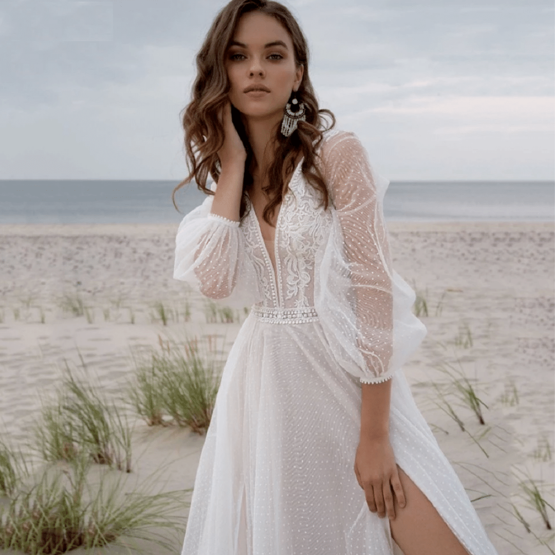 Vestito da Sposa Maniche Lunghe Boho Chic