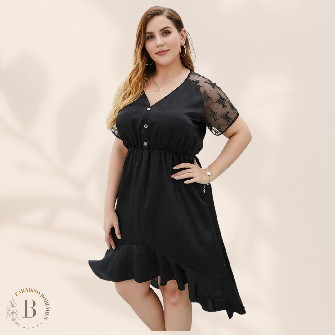 Vestito Nero Boho Corto Taglie Forti | Paradiso Bohemien