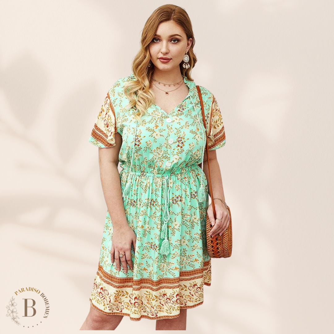 Abito Boho a Fiori Taglie Forte | Paradiso Bohemien
