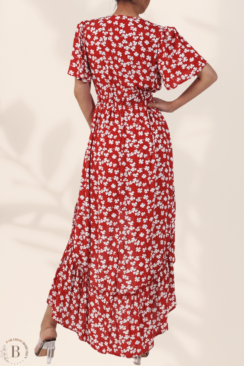 Vestito Lungo Fiori Rosso | Paradiso Bohemien