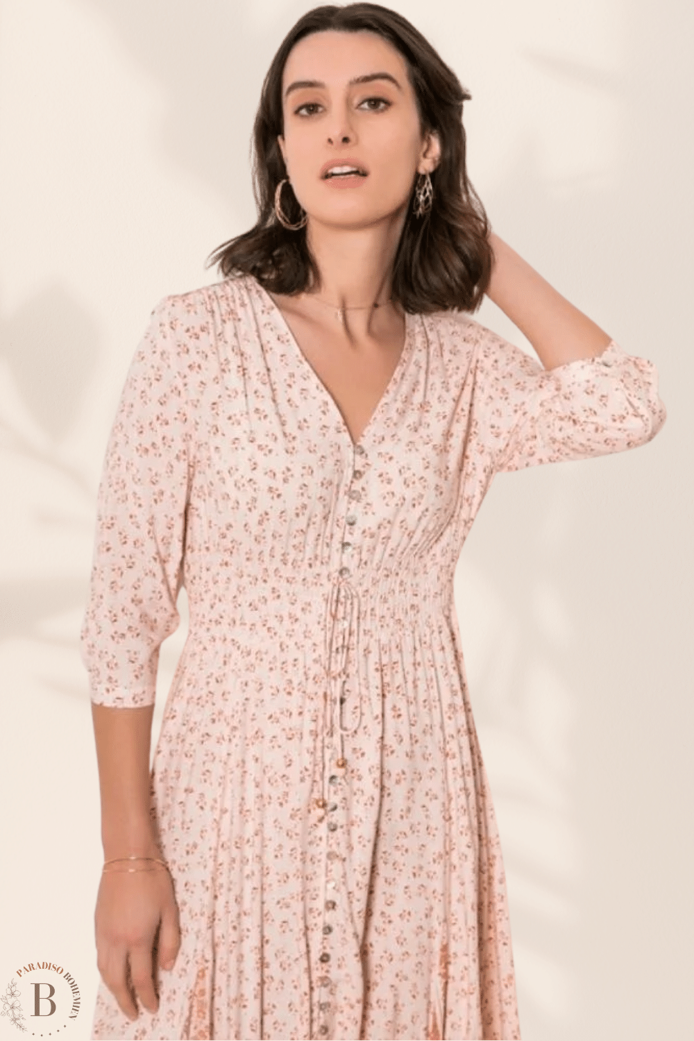 Vestito Lungo Floreale Scollo a V | Paradiso Bohemien