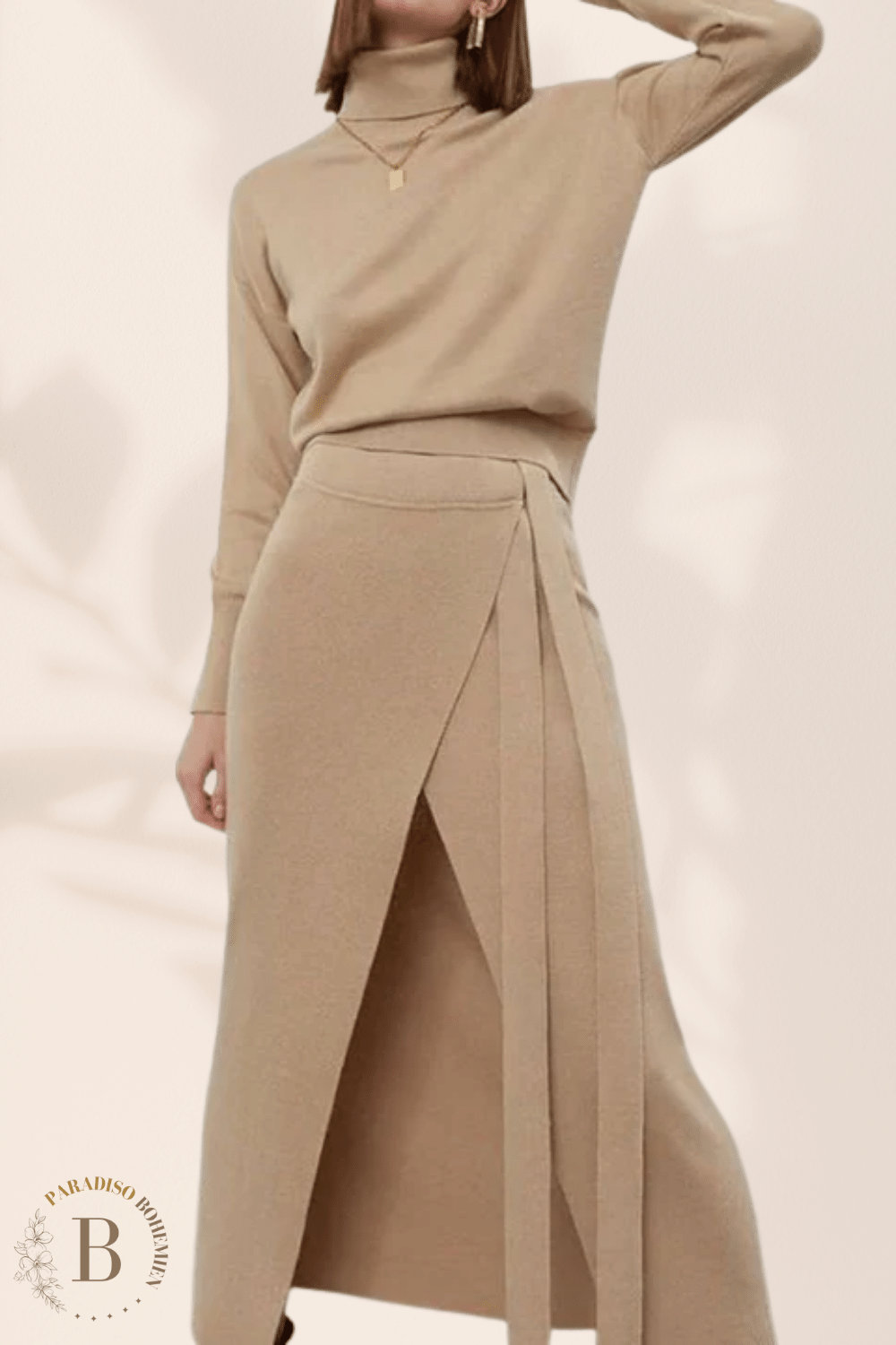 Vestito Lungo Maglione Beige | Paradiso Bohemien