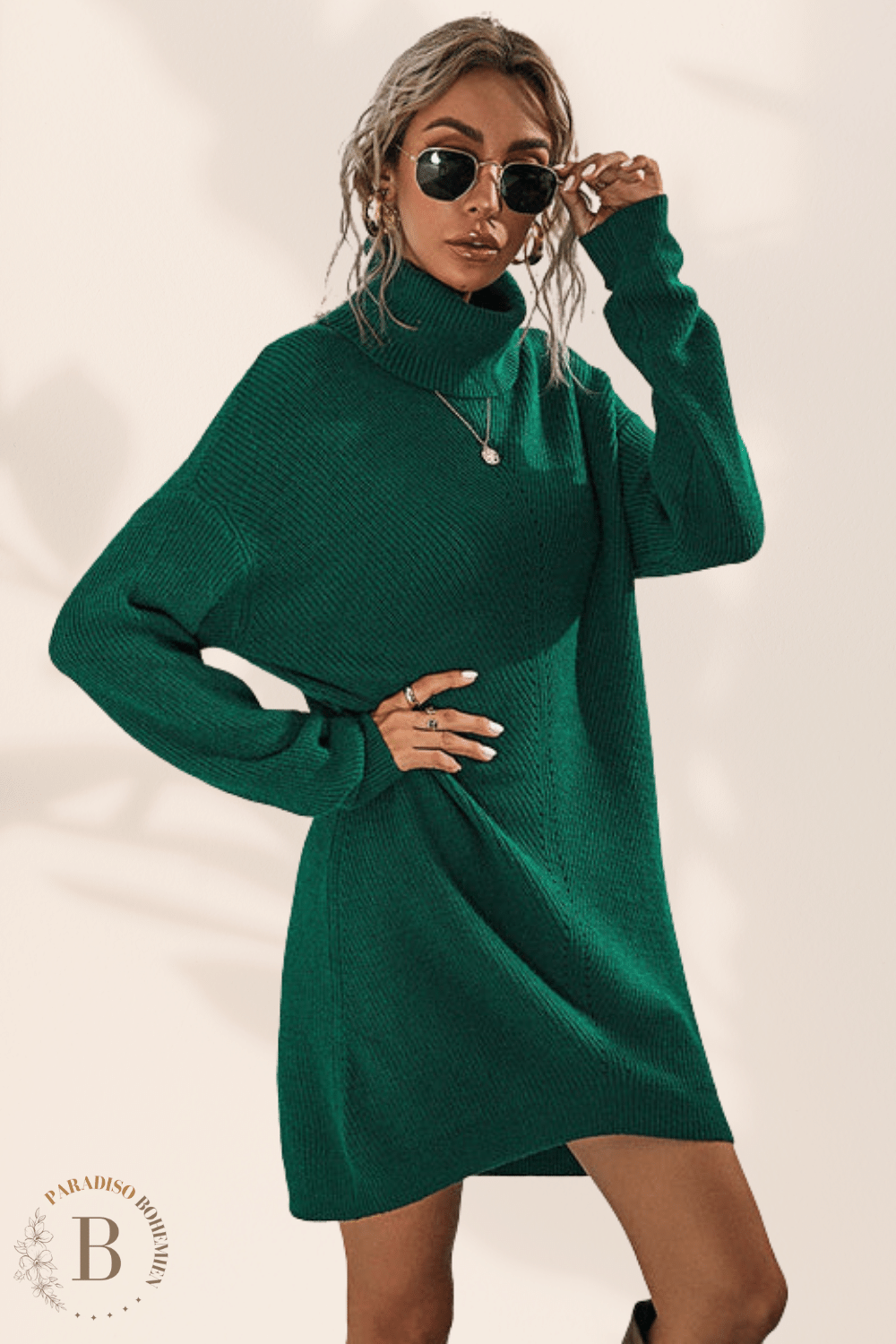 Vestito Maglione Oversize Verde | Paradiso Bohemien