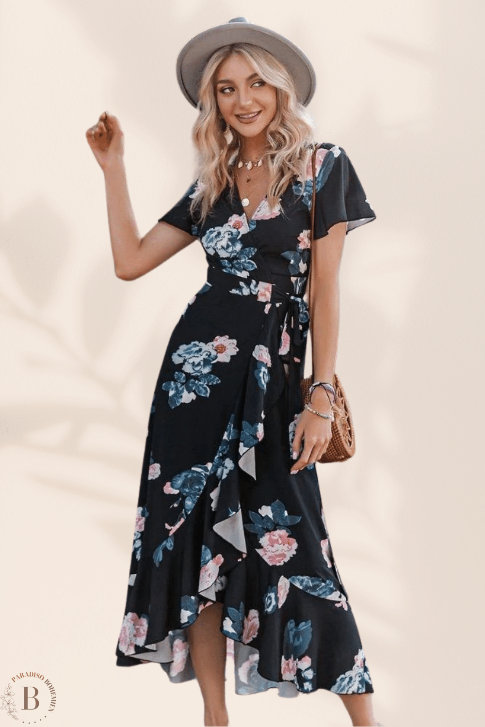 Vestito Nero a Fiori | Paradiso Bohemien