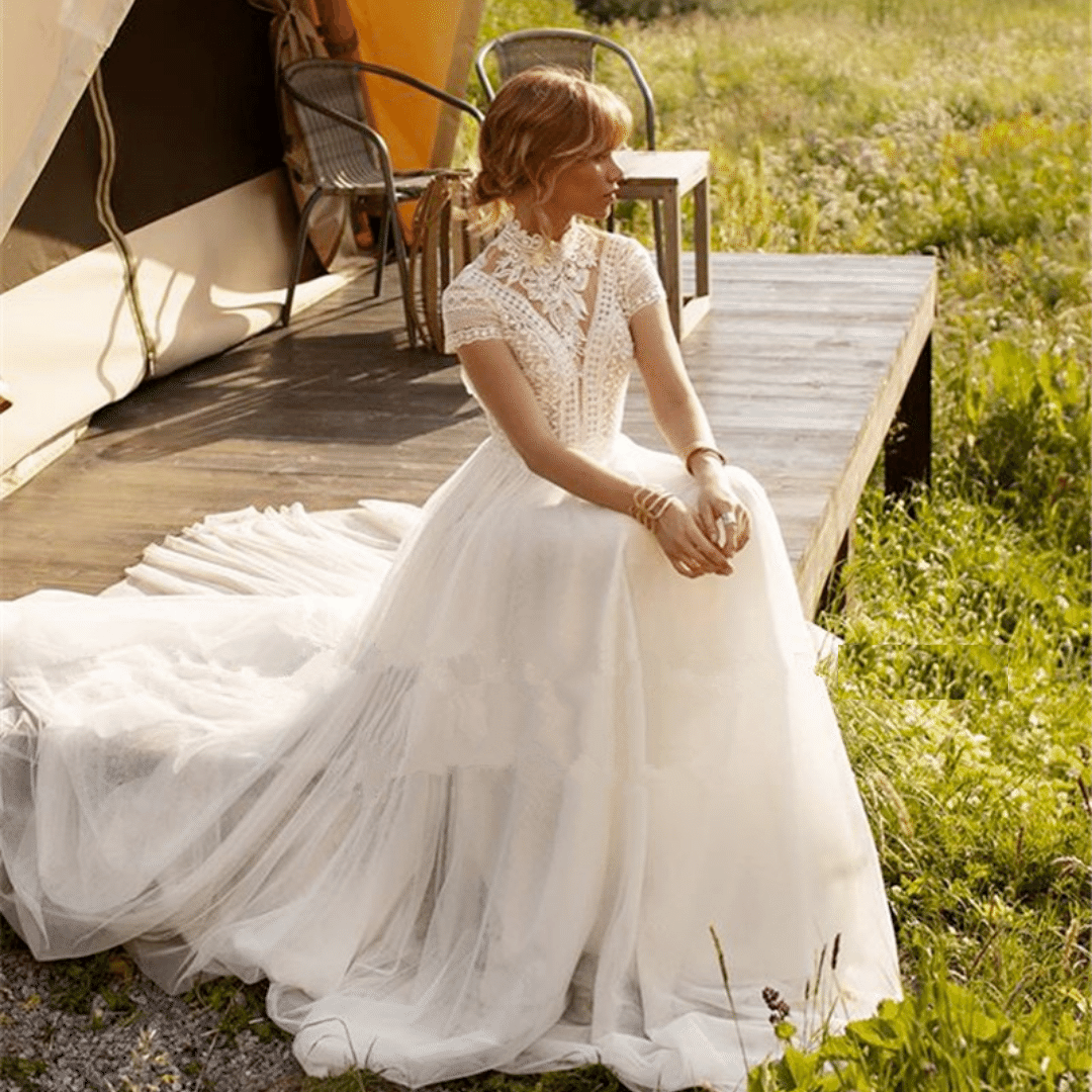 Vestito Sposa Pizzo Vintage Boho Chic