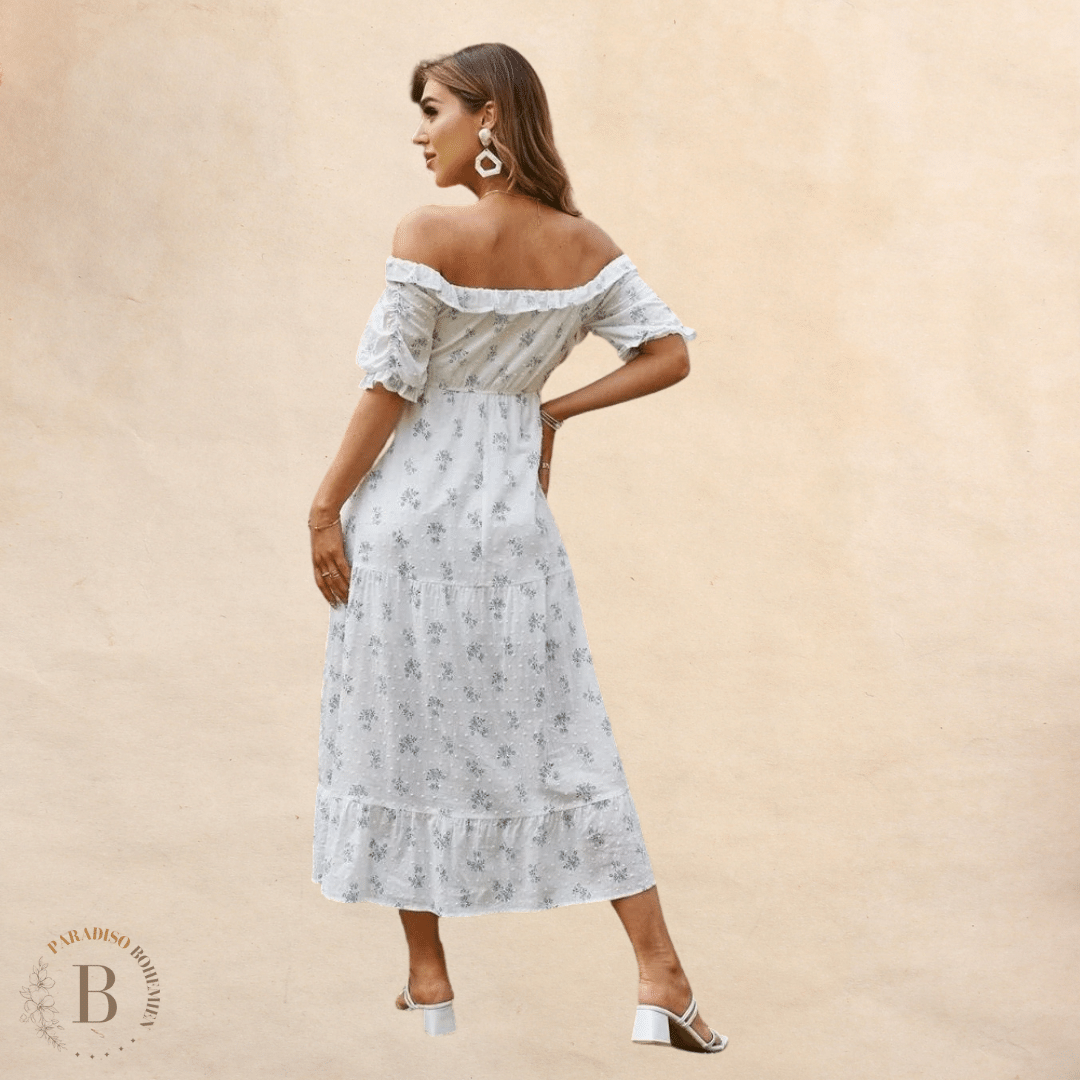 Vestito Stile Country Spalle Scoperte Bianco | Paradiso Bohemien