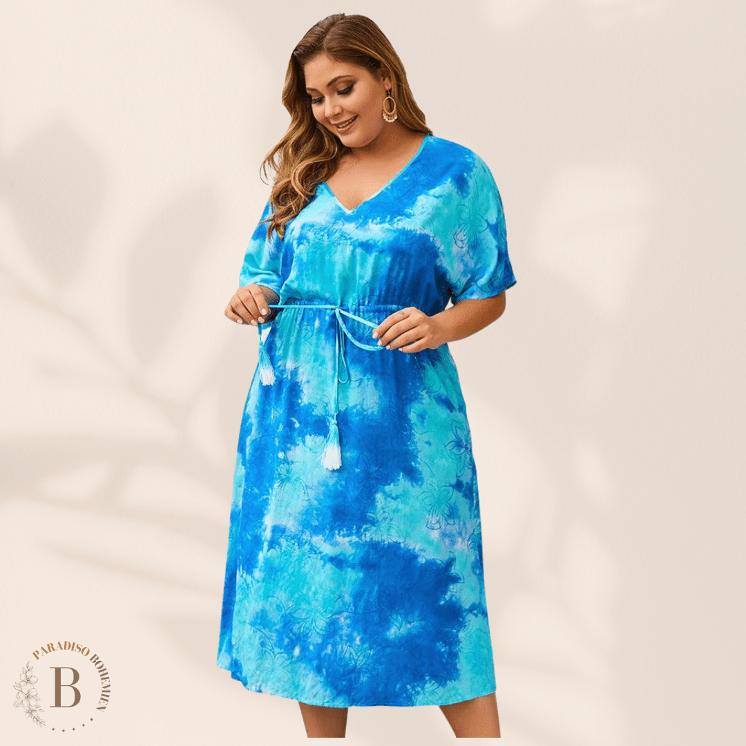 Vestito Tie Dye Taglie Forti Blu | Paradiso Bohemien