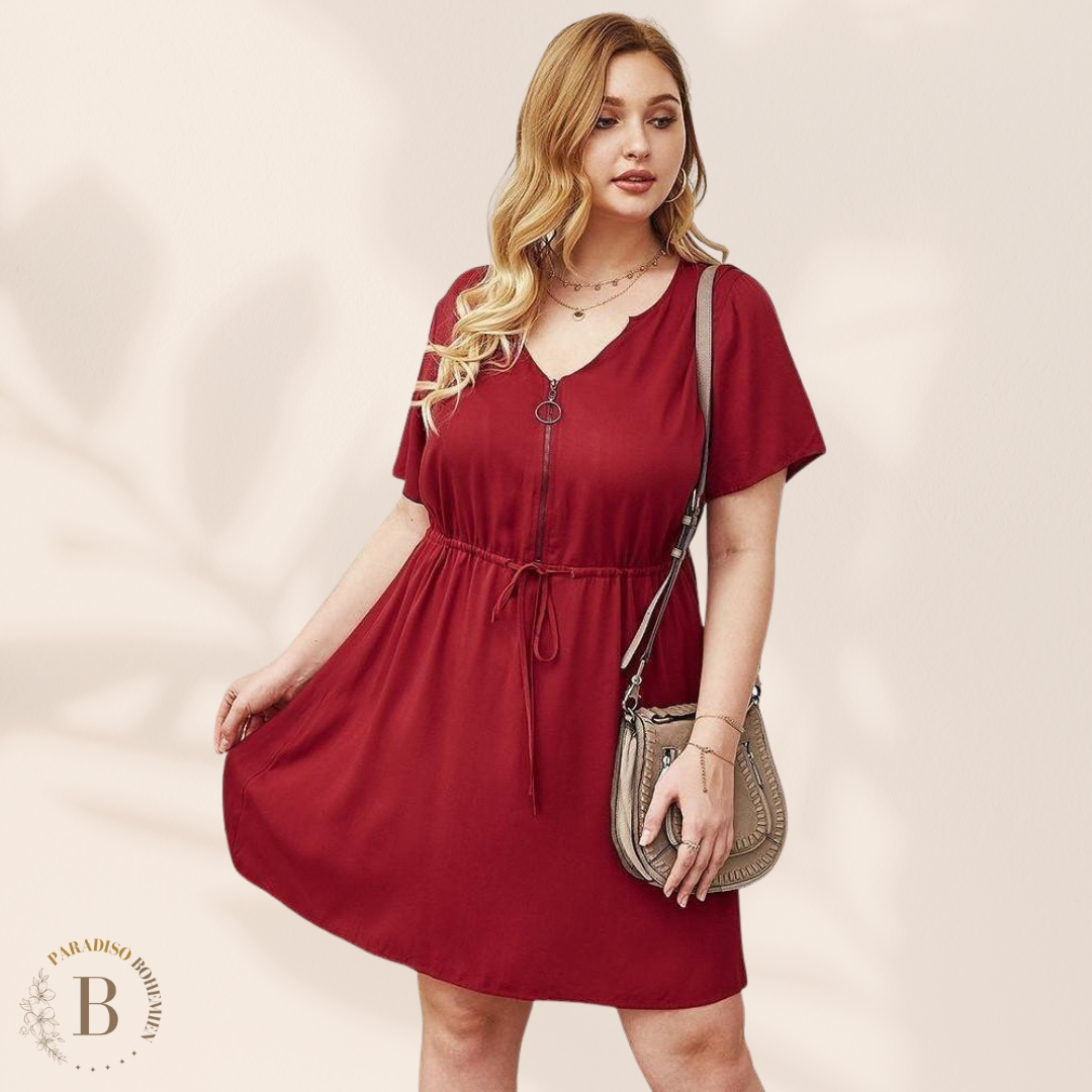 Abito Corto Casual Taglie Forti Rosso | Paradiso Bohemien