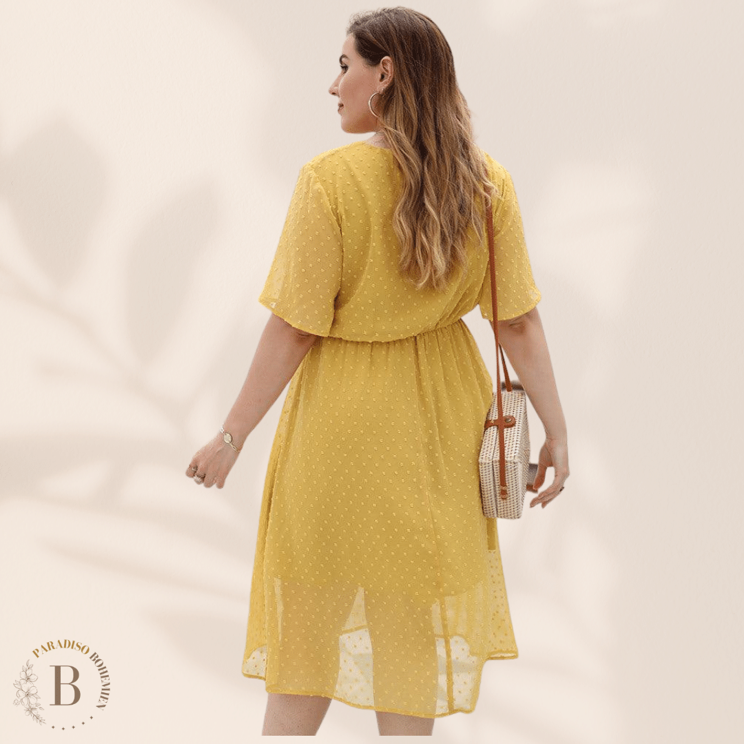 Vestito Taglia Forte Giallo Trasparente | Paradiso Bohemien