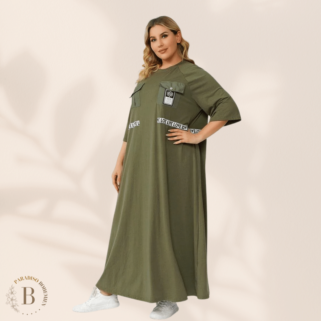 Vestito Taglie Forti Colore Verde | Paradiso Bohemien