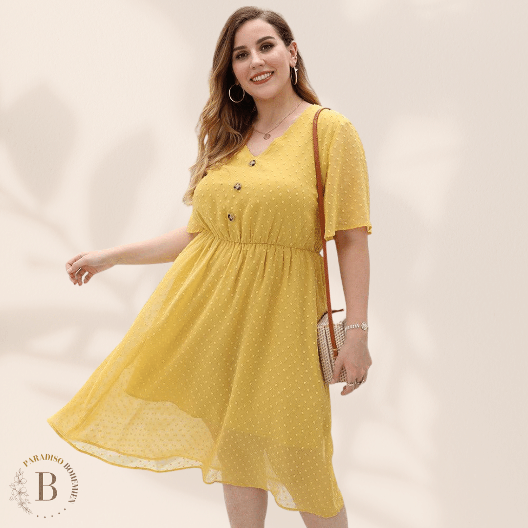 Vestito Giallo Trasparente Taglia Forte | Paradiso Bohemien