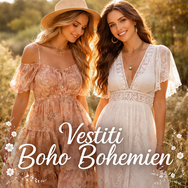 FYMNSI Abito Estivo Donna Con Spalle Scoperte - Stile Boho Con Volant E Maniche Lunghe - Elegante In Poliestere