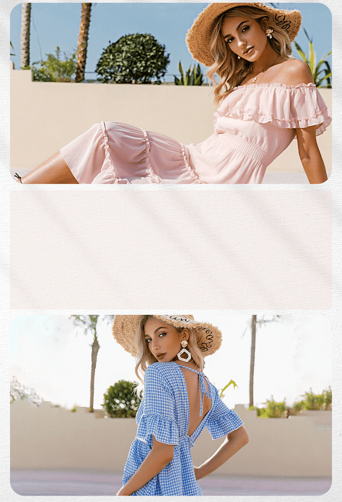 Abito estivo da donna, stile bohémien, con scollo a V, maniche a 3/4, in chiffon, da donna, abito da spiaggia, stile vintage, per il tempo libero, Blu, 3XL Abito estivo da donna, stile bohémien, con scollo a V, maniche a 3/4, in chiffon, da donna, abito da spiaggia, stile vintage, per il tempo libero, Blu, 3XL