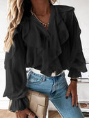Camicia Nera con Volant | Paradiso Bohemien