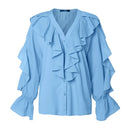 Camicia Blu Donna Volant | Paradiso Bohemien