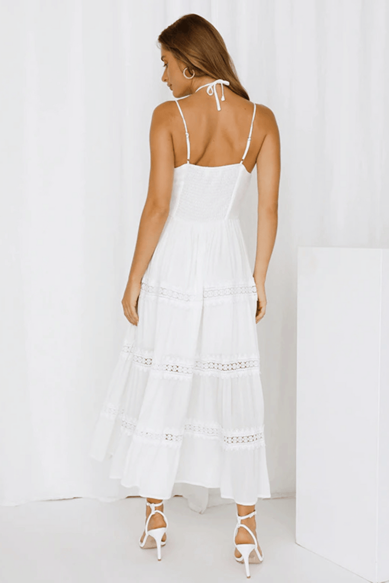 Vestito Bianco Spalline Sottili Paradiso Bohemien