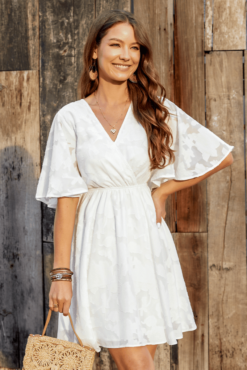Vestito Bianco di Chiffon Corto | Paradiso Bohemien