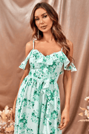 Abito da Cerimonia Lungo Verde con spalline sottili | Paradiso Bohemien