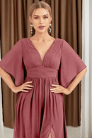 Abito da Cerimonia Rosa Antico Scuro con scollo a V | Paradiso Bohemien