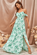 Abito da Cerimonia Lungo Verde con spacco | Paradiso Bohemien