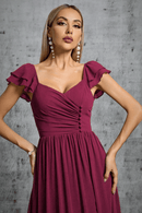 Abito da Cerimonia Lungo con Maniche Corte a Balze | Paradiso Bohemien