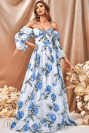 Abito da Cerimonia con Stampa Floreale Blu | Paradiso Bohemien