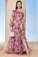 Vestito Lungo Rosa da Cerimonia Monospalla | Paradiso Bohemien
