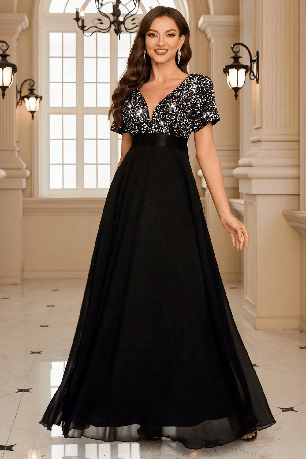 Abito da Cerimonia Nero con Paillettes Paradiso Bohemien