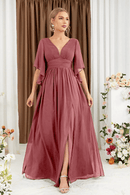 Abito da Cerimonia Lungo Rosa Antico Scuro | Paradiso Bohemien