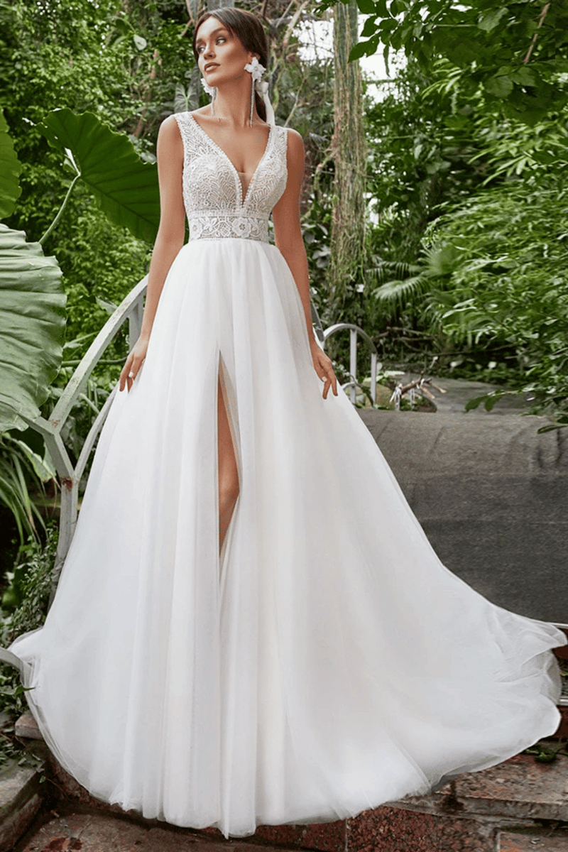 Abito da Sposa Bianco Semplice Paradiso Bohemien