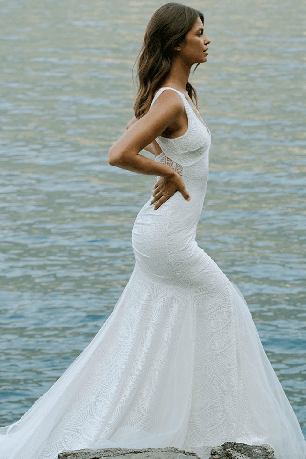 Abito da Sposa in Pizzo a Sirena Paradiso Bohemien