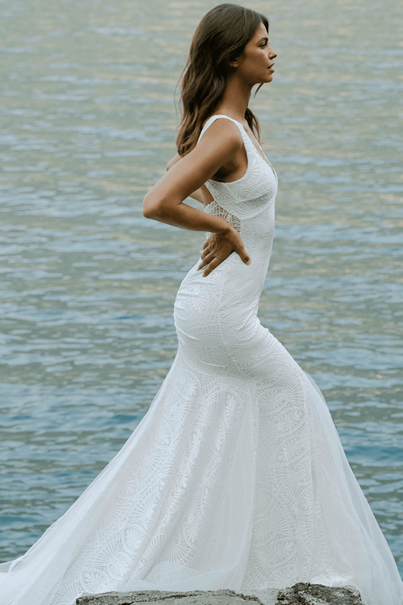 Abito da Sposa in Pizzo a Sirena Paradiso Bohemien