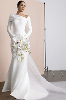 Abito da Sposa Semplice Seta a maniche lunghe | Paradiso Bohemien