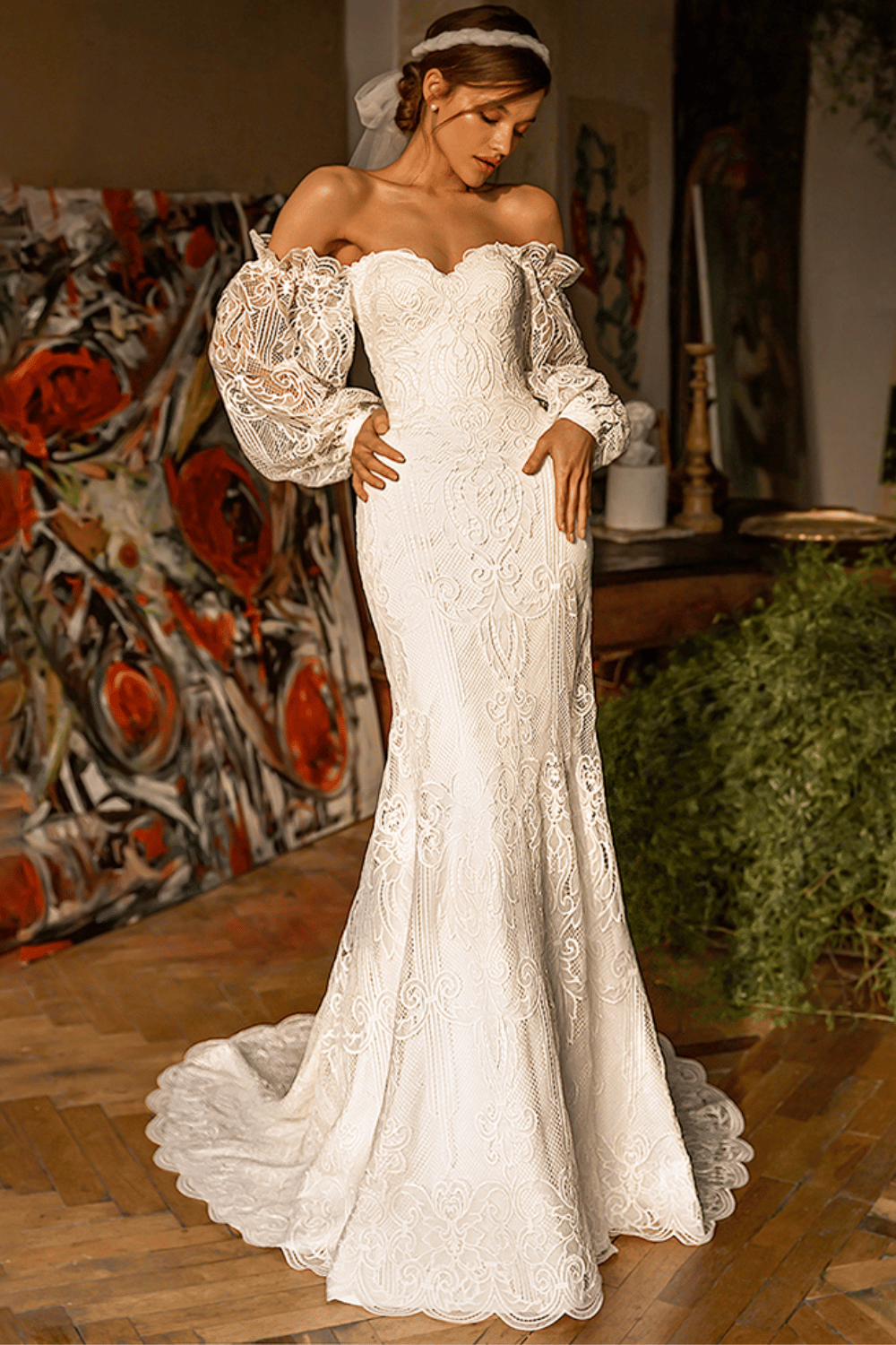 Abito da Sposa Sirena Scollo a Cuore | Paradiso Bohemien