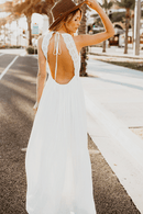 Abito Lungo Bianco Elegante con schiena nuda | Paradiso Bohemien